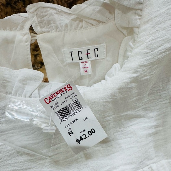 TCEC Cream Ruffle Accent Long Puff Sleeve Draping Top - Picture 6 of 7